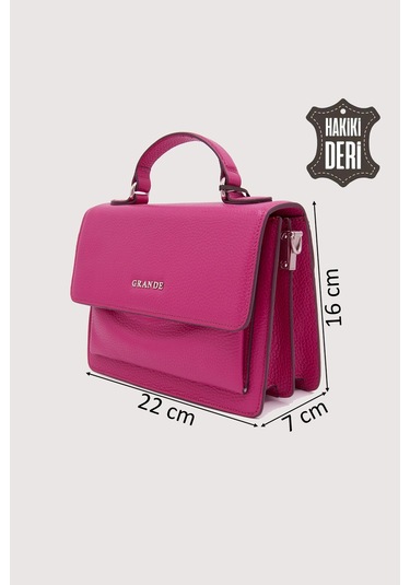 Hakiki Deri Kadın El Çantası Fuşya Smr9022 Fuşya