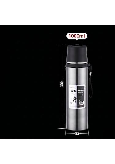 1 Litre Kamp Termos 12 Saat Sıcak, 24 Saat Soğuk Tutar Metalik