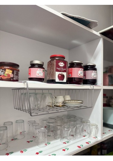 Magic Objects Metalik Dolap Içi Çelik Sepet Raf Kanguru 1 Parça Mutfak Gri