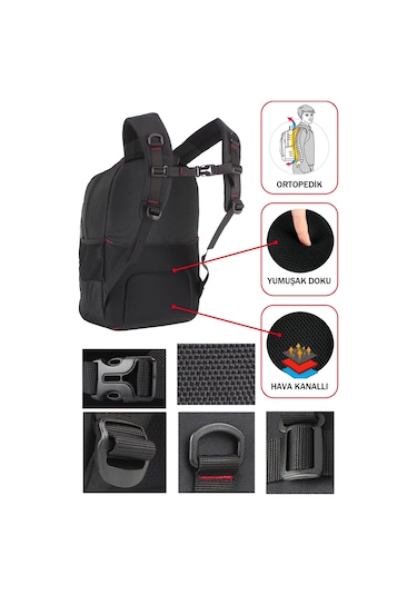 Dada 06 Apple Mocbook Uyumlu Usb Aparatlı Siyah Laptop Sırt Çantası 14 İnç Darbe Emici Koruma