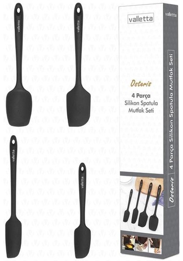 Valletta Osteris 4'lü Spatula Seti - Siyah Siyah