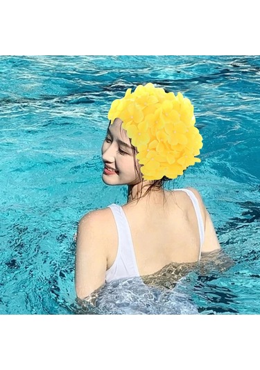 Suntek Çiçekli Yüzme Şapkası Tüm Seviyeleri İçin Sarı