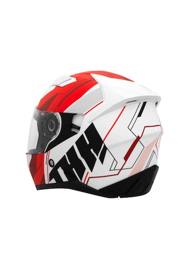 Thh T840s Remi Kapalı Motosiklet Kaskı Beyaz - Kırmızı