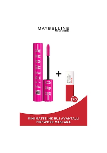 Maybelline New York Lash Sensational Firework Maskara + Mini Matte Ink Ruj 20 Pioneer