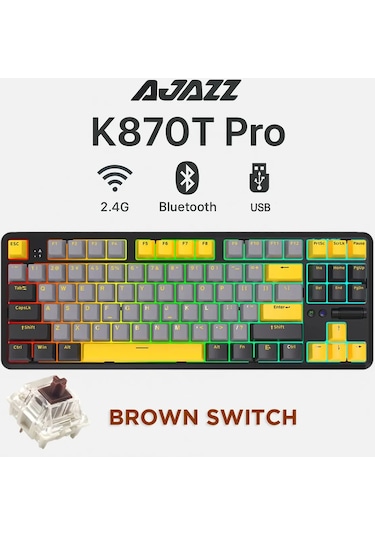 K870t Pro 3 Modlu Hot-swap Rgb, Mekanik Klavye - Siyah - Brown Switch