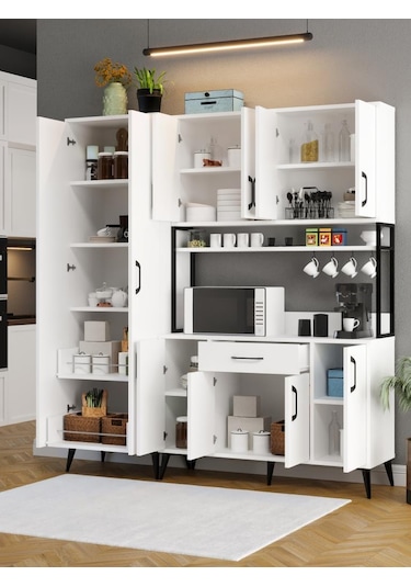Kuzeylife Spezia Kahve Köşesi Çok Amaçlı Erzak Kiler Dolabı Beyaz