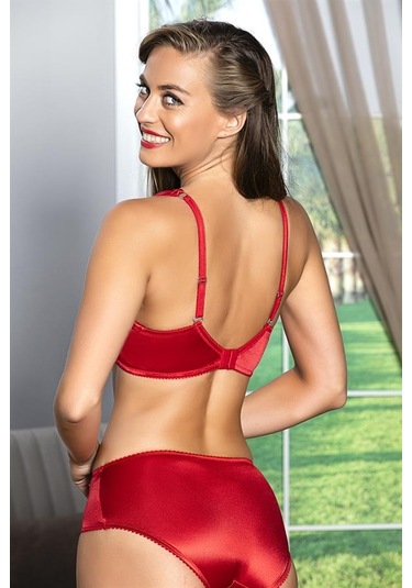 Saten Toparlayıcı Minimizer Sütyen Ve Yüksek Bel Slip Külot Takım Kırmızı Brf31521 Kırmızı
