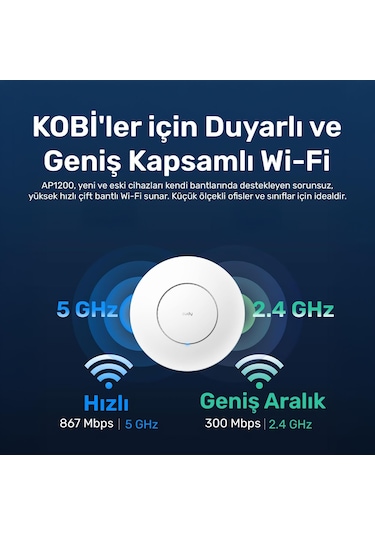 Cudy Ap1200 1 Portlu 10/100mbps Ac1200 2 Anten Tavan Access Point