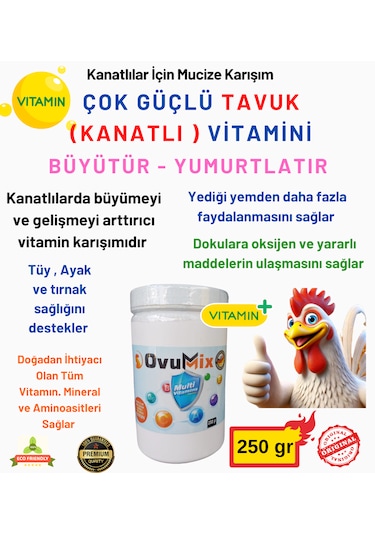 Yumurta Ve Büyütme Vitamini Tavuk Vb. Kanatlılar İçin 250 Gr