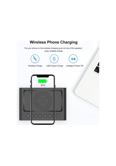 Maiyame Siyah Bt 5.0 Bluetooth Hoparlör - Kablosuz Telefon Şarjı, Saat Gösterimi, Alarm, Fm Radyo, Tf Kart/disk Desteği, Çift Hoparlör