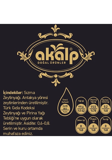 Akalp Çiftliği Soğuk Sıkım Sızma Zeytinyağı 250 ML