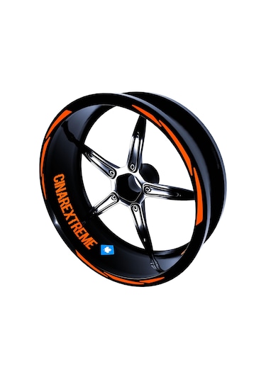 3 Parça Tasarımlı Alev Turuncusu Jant Şeridi Sticker Çınar Extreme