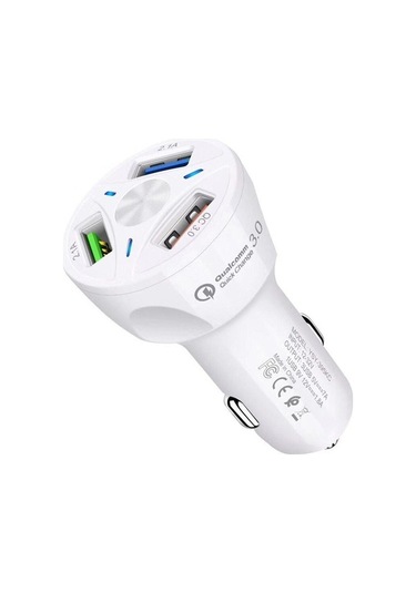 Createtech Yüksek Ysy-395kc Usb Telefonu Tablet Şarj Şarj Qc3.0 Güçlü Evrensel Cihazı Cihazı Cep Beyaz Araç Araç 35w 3 / Ec