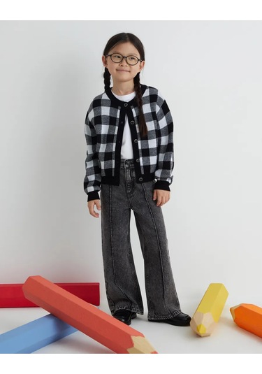 Gloria Jeans Jakarlı Kareli Kardigan 431105102 Siyah