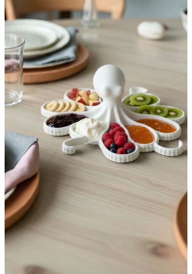 Oxyteez Ahtapot Tasarımlı Dekoratif Stand Beyaz Renk Reçine Tasarım Ev Ve Ofis Dekorasyonu