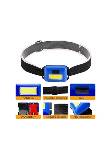 Ps-t89 Mini Pilli Cob Led 3 Mod Su Geçirmez Kafa Feneri Lambası Siyah