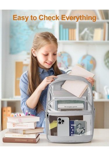 Jeemson Geniş Kapasiteli Şeffaf Sırt Çantası - Oxford & Pvc Malzeme, Ayarlanabilir Askılı Kemer, Okul/konser/ulaşım İçin Dayanıklı Tasarım