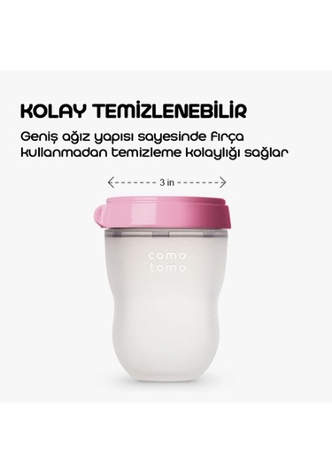 Antikolik Silikon Biberon 2'li 250ml Pembe - Orta Akışlı 3-6 Ay