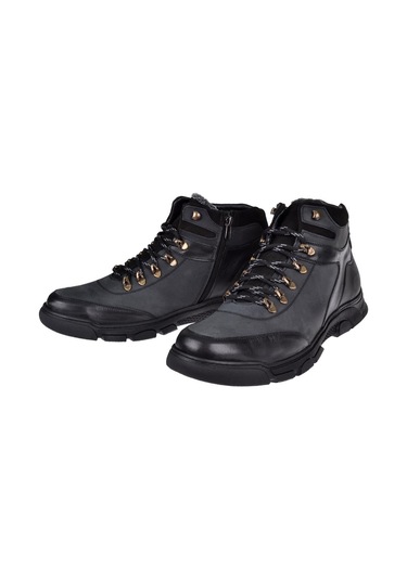 Tardelli Hakiki Deri İçi Kürklü Battal Boy Erkek Bot Trd-4351 Siyah Nubuk Siyah Nubuk Siyah