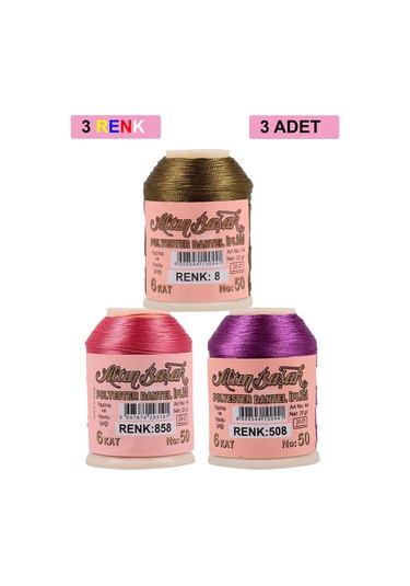 3 Adet Altınbaşak Oya Ve Dantel İpi 20 Gr - Royaleks - No: 858 -