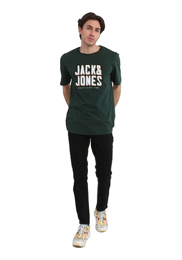 Jack & Jones Göğüs Logo Baskılı Tişört Grow 12249613 Pine Grove Koyu Yeşil