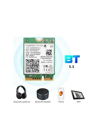 Intel AX211NGW Wi-Fi 6E (Gig+) Serisi Bluetooth 5.3 Network Kart