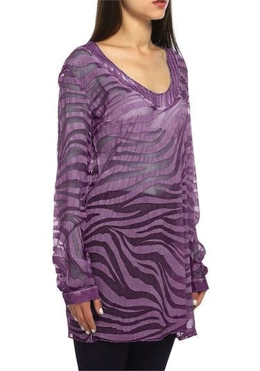 Bulalgiy Kadın Lila Ipek Plaj Tunik - Bga083450