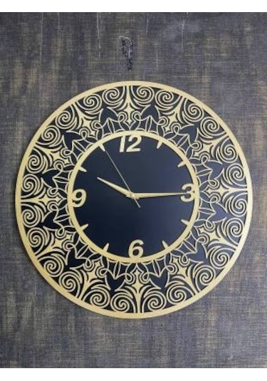 Bymelekoğlu Siyah & Gold Duvar Saati, Gold Saat, Duvar Saati - 50 Altın - Siyah