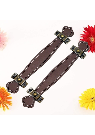 2 Adet Deri Çekmece Kulpu Vintage Pratik Bavul Kulpu Çekmece Dolap Kapısı İçin Deri Çekme Kulpları Açık Kahverengi