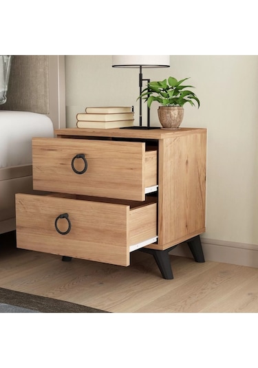 Komidin Çift Çekmeceli Atlantik Çam Lükens Ayaklı Kurulu