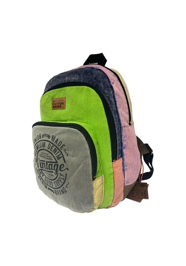 Kaliteli Vintage Disayn Sırt Gezi Çantası New Patchwork 5017 Gri