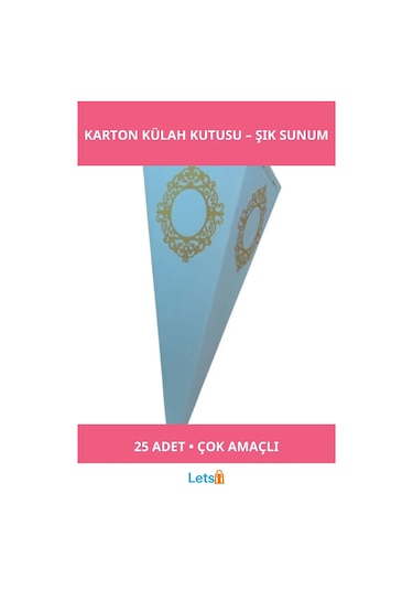 Beyaz Karton Külah Şeker Ve Lokum Kutusu 25 Li Paket