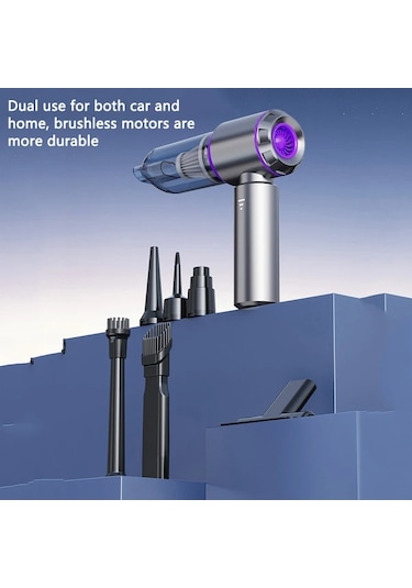 Honeybeeshop Gri Çift Amaçlı Yüksek Güçlü Kablosuz Elektrikli Süpürge Usb Şarjlı Mini Ev Ve Otomotiv Vakum Temizleyici Evcil Hayvan Tüyü İçin