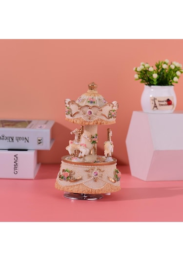 Sarı Ammoon Müzik Kutusu Atlıkarınca At Tek Boynuzlu At Renk Değişimi Led Işık Işıklı Dönen En Iyi Hediye