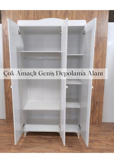 3 Kapaklı Beyaz Panjur Model Dolap Beyaz