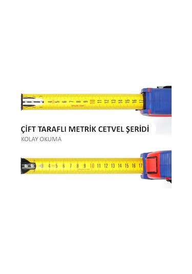 Workpro Wp261041 5mx25mm Naylon Kaplama Sarı Çift Taraflı Manyetik Çelik Şerit Metre Standart