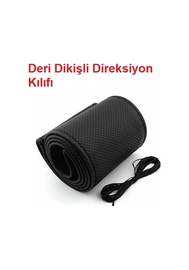 Eraks Deri Direksiyon Kılıfı Kokusuz Dikmeli - Siyah (514369851)