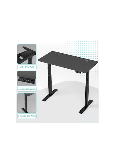 Karr Office O-Flex O2S8 Duo Çift Motorlu Elektrikli Yükseklik Ayarlı Masa - 180X80 - Antrasit/S Antrasit
