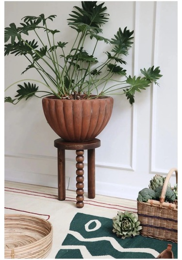 Minimalist Ahşap Mantar Yan Sehpa Modern Tekli Fiskos / Çiçeklik