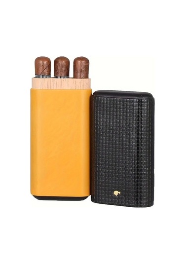 Besthome1 Sarı Siyah Seyahat Sigara Kutusu, Erkekler İçin Dayanıklı Üç Parmak Sigara Tutucu, Hediye