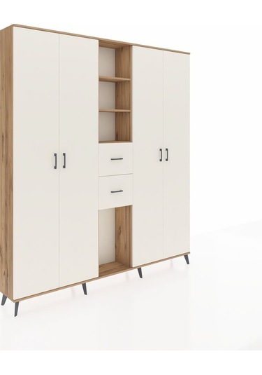 Arges Dolap 15 Raflı 2 Çekmeceli 4 Kapaklı 220x30x243 Çam-aytaşı/aytaşı Aytası/aytası