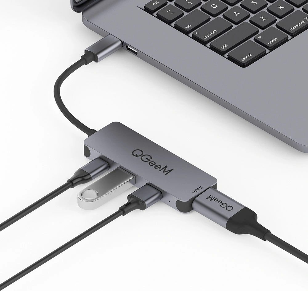 Sones Qgeem Uh04-1 4'ü 1 Arada Usb 3.0 Çok İşlevli Tip-c Uzatma Hub Adaptörü Gümüş Gri
