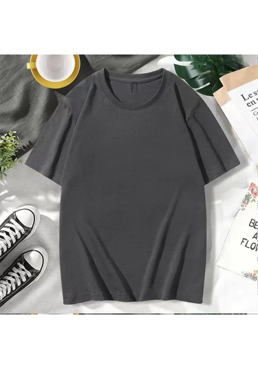 Snapbuy180g Pamuk Erkek Kadın Yazlık T-shirt Kısa Kollu Düz Renkşampanya Şampanya