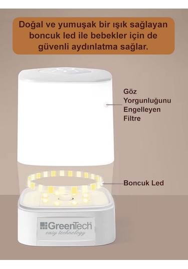 Greentech Masaüstü Şarjlı LED Aydınlatma - Gece Lambası / GT-CL09 Beyaz - Sarı