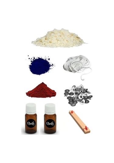 Soya Mum Yapım Seti, 500Gr Soya Wax, Boya, Esans, Fitil, Çıtçıt