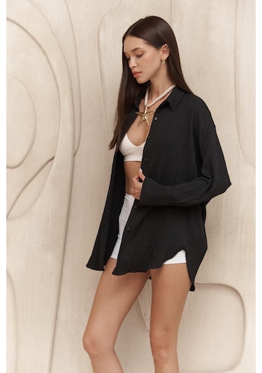 Durres Siyah Oversize Gömlek Siyah