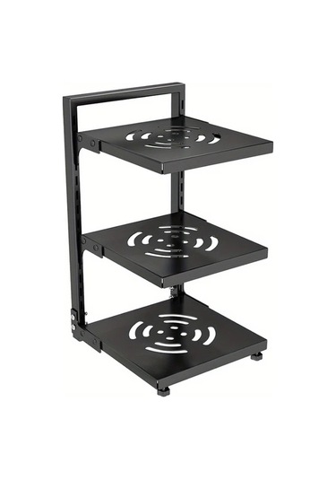 Honeybeeshop Tokalı Ayarlanabilir Karbon Çelik Depolama Rafı 3 Katman Mutfak Gereçleri Wok Tencere Seti 1100 Koyu Ceviz