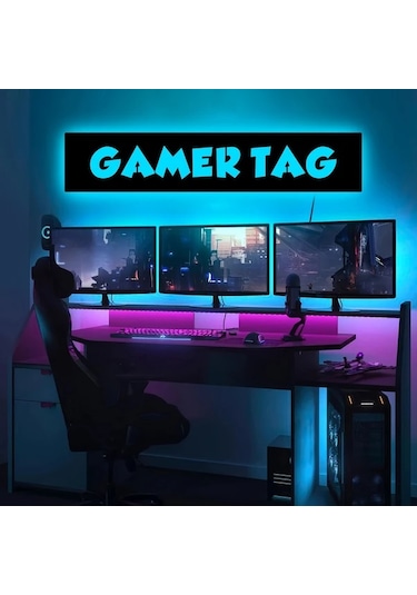 Willowhaven 1 Adet Font 7 11.81x2.36 Inç Özel Yazılı Usb Led Oyuncu Duvar Lambası Hediye Ahşap