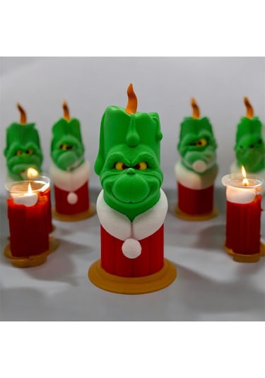 Yeni Yıl Grinch Led Mumlu Yılbaşı Aksesuarı 1 Adet
