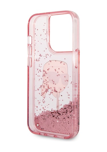 Apple Uyumlu iPhone 14 Pro  Kılıf Sıvılı Simli Karl Head Dizayn Kapak